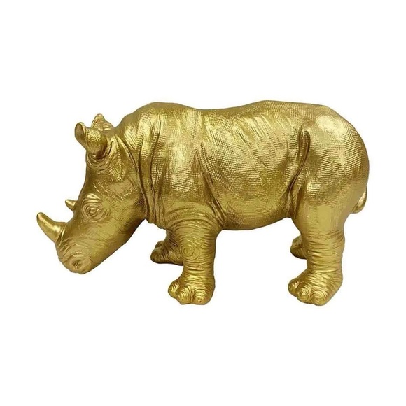 Gold Rhinoceros Figurine - Picture 1 of 9